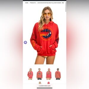 AVIATOR NATION RELAXED PULLOVER HOODIE - RED